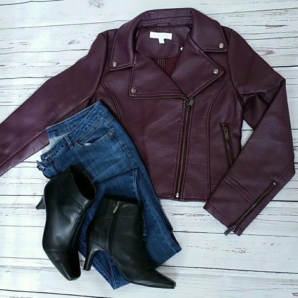 Textured Faux-leather Moto Jacket - Picture 2 of 8